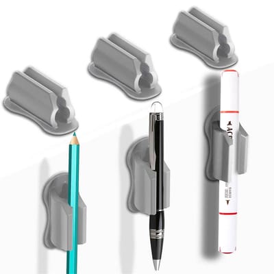 QTTVBTNA - Zelfklevende silicone penhouder - Kabel organizer - Duurzaam en multifunctioneel - Grijs - 4.7x2x2cm - 6 stuks