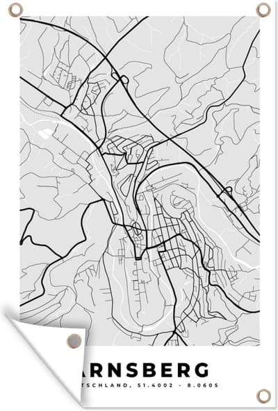 Muurdecoratie Arnsberg - Kaart - Stadskaart - Duitsland - Plattegrond - 120x180 cm - Tuinposter - Tuindoek