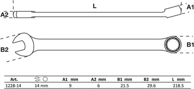 BGS Steekringsleutel - extra lang - 14 mm