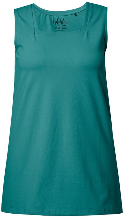 Ulla Popken - Dames - Longtop classic fit carréhals mouwloos - Petrol - Maat 42+