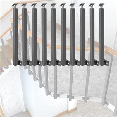 Trapleuning Paal - Hekwerk Paal Balustrade - Veilig Traplopen - Verstelbare Hoekhouder - 75-110 cm Hoogte - Zwart