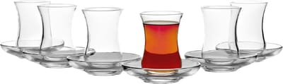 Pasabahce - Uskudar Turkse theeglazen met onderzetter - set 12 delig