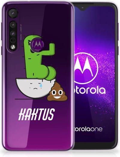 Motorola One Macro Telefoonhoesje met Naam Cactus Poo