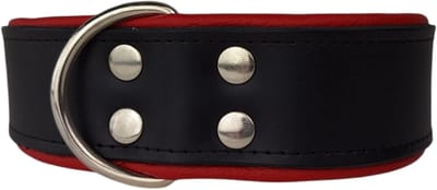 Dog's Companion - Leren hondenhalsband zwart / rood - Leren hondenhalsband zwart / rood