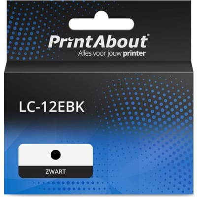 PrintAbout huismerk Inktcartridge LC-12EBK Zwart Geschikt voor Brother