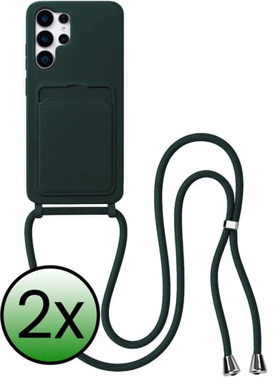 Hoes Geschikt voor Samsung S26 Ultra Hoesje Met Koord - Telefoonhoesje Geschikt voor Samsung Galaxy S26 Ultra Backcover Met Afneembaar Koord - Donkergroen - 2 Stuks