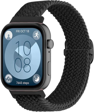 Stravo Comfortabel Nylon Geweven Horlogebandje met Verstelbare Gesp – Geschikt voor Huawei Watch Fit 5 / Watch Fit 5 Pro / Watch Fit 4 / Watch Fit 4 pro / Watch Fit 3 – Zacht Nylon Bandje voor Huawei Watch - Zwart