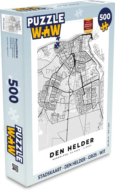 Puzzel Stadskaart - Den Helder - Grijs - Wit - Legpuzzel - Puzzel 500 stukjes - Plattegrond