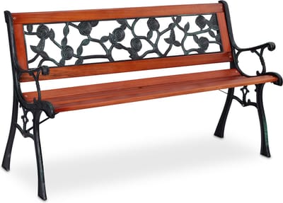 tuinbank - 2-zits - 125 cm breed - gietijzer - hout - balkonbank
