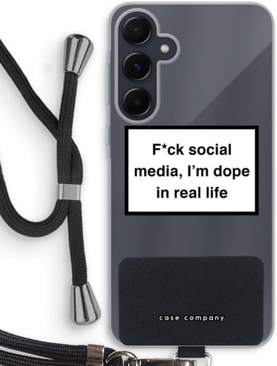 Case Company® - Hoesje met koord geschikt voor Samsung Galaxy A55 hoesje met Koord - I'm dope - Telefoonhoesje met Zwart Koord - Bescherming aan alle Kanten en Over de Schermrand