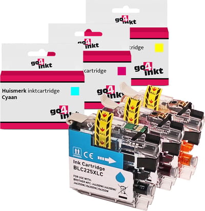 Go4inkt compatible met Brother LC-225XL c/m/y inkt cartridges cyaan/magenta/yellow - 3 stuks
