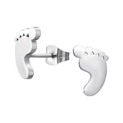 Zilver kleurige stainless steel voetjes dames oorbellen | chirurgisch staal | hypoallergeen | Zilverana | RVS