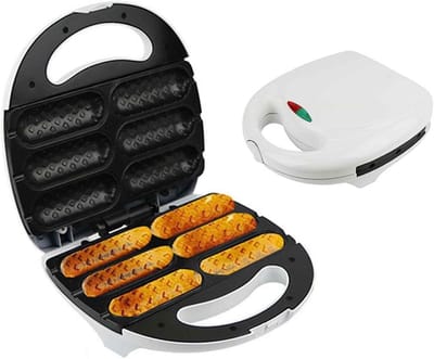 Wafelijzer Hotdog - Snack Maker - Snelle Snacks - Maakt 6 Stuks - 24.5x24x8.5cm - Wit