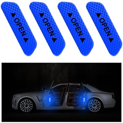 Dailygoods- Autodeurstickers 4 stuks - Zelfklevend - Reflecterend - Antibotsingswaarschuwing - Veiligheid - Materiaal PET - Afmeting 9,2 × 2,5 cm - Waarschuwingsstickers