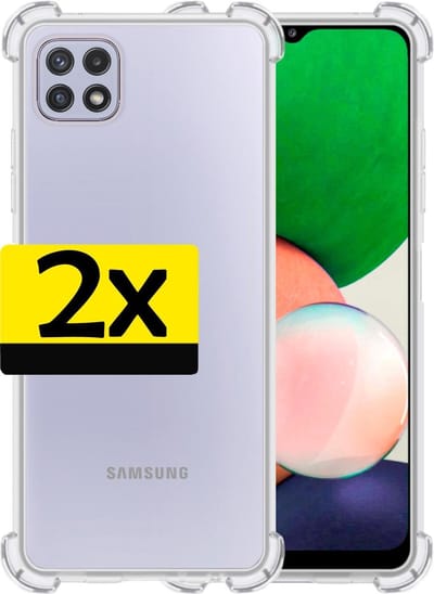 Hoesje - 2 Stuks - Geschikt voor Samsung Galaxy A22 4G - Sterk & Shockproof - Siliconen Case - Back Cover - Telefoon Hoes Shock Proof - Telefoonhoesjes - Transparant