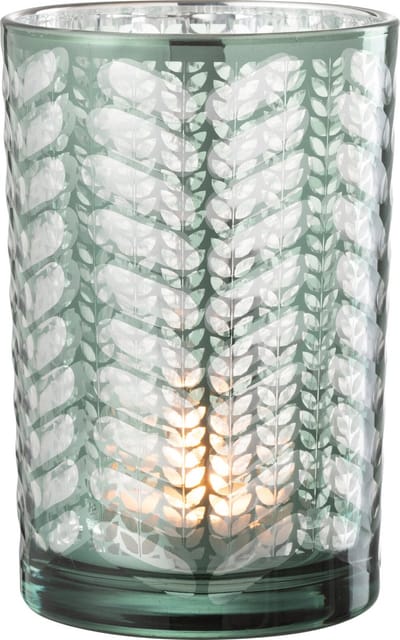 J-Line windlicht Visgraat - glas - groen/zilver - large