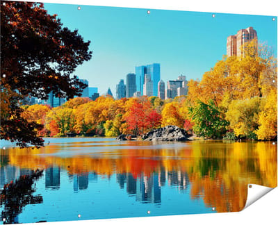 Gards Tuinposter Central Park in New York tijdens de Herfst - 180x120 cm - Tuindoek - Tuindecoratie - Wanddecoratie buiten - Tuinschilderij