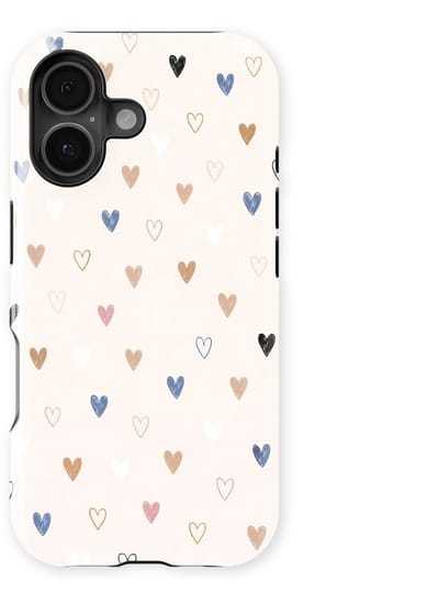 Tough Hoesje met Hartjes geschikt voor iPhone 16 | Little Love Tough Case Geschikt voor Mag | Hartjes Print Backcover geschikt voor iPhone 16 Heart Harmony