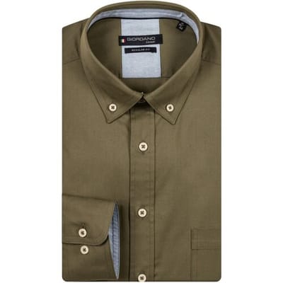 Giordano Overhemd Ivy Soft Washed Twill Uni Color Button-Down Groen / male