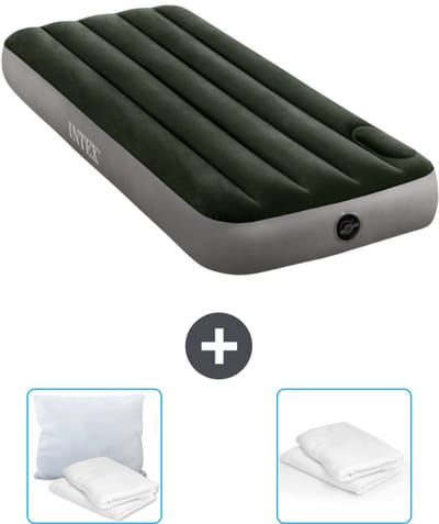 Intex Luchtbed - 1-Persoons - 76 x 191 x 25 cm - Groen - Inclusief Kussen en Kussenbeschermer