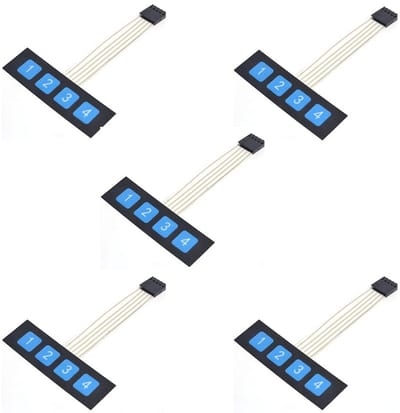 Dailygoods - Membraanschakelaar Toetsenbord - Universele Sleutelknop - Eenvoudig te installeren - 1x4 Membraan - Voor Externe Bediening - 5 Stuks