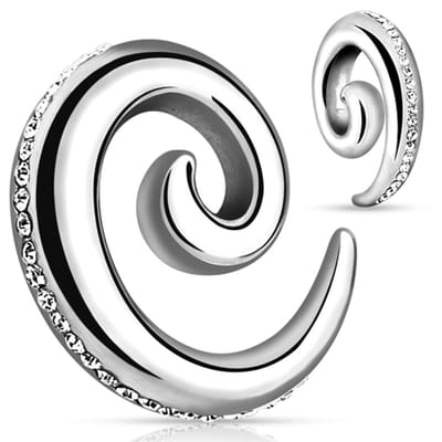 4 mm taper spiral met steentje ©LMPiercings