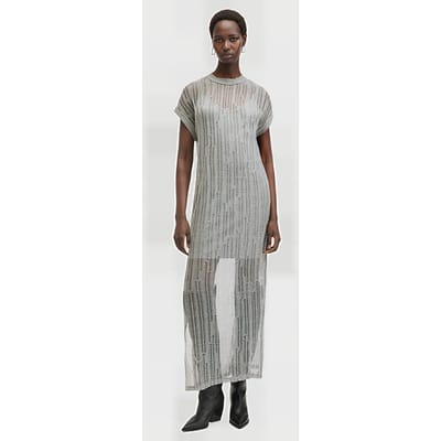 AllSaints Giana Dress Silver Maat: 2 | Maxi Jurken Outlet | Dames | Grijs