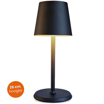 Goliving Tafellamp Oplaadbaar – Draadloos en dimbaar – Moderne touch lamp – Nachtlamp Slaapkamer – 26 cm – Zwart