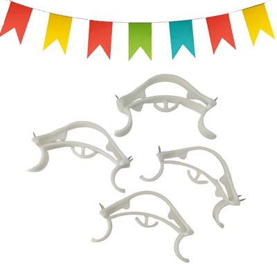 Slingerklemmen - Set van 4 - Wit - Ophanghaken - Slingerklemmen - Hoekklem - Hoekclips - Ophangsysteem - Feestartikelen