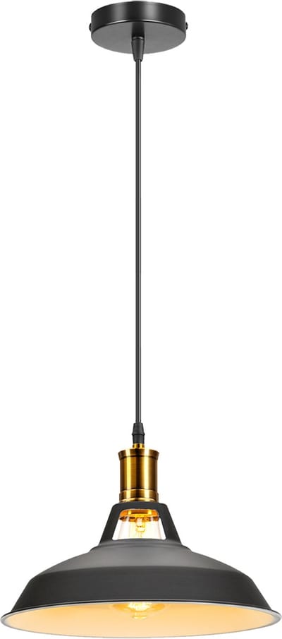Hanglamp Binnen Industrieel Kroonluchter E27 Plafondlamp voor Slaapkamer Woonkamer Keuken Zwart Wit