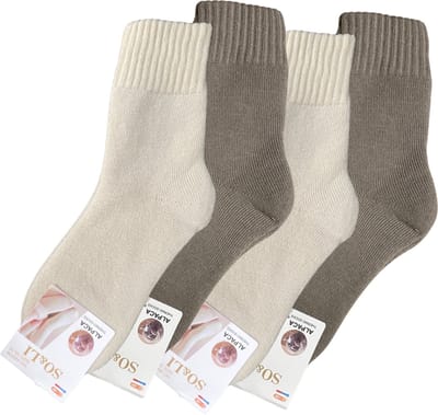 green-goose® Alpaca Damessokken - 4 Paar - Maat 35-38 - Verschillende Kleuren - 95% Alpaca Wol - Heerlijk Zacht - Uitstekende Kwaliteit - Lekker Warm en Rekbaar
