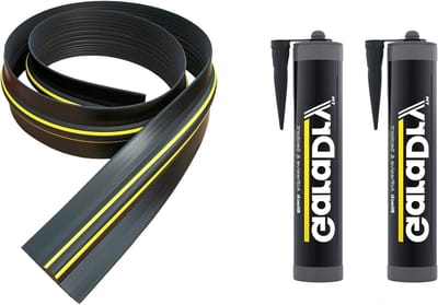 Garagedeur Drempel - Afdichtingsset PVC - Water buiten houden - Flexibel en duurzaam - 617 meter lengte - Zwart met geel