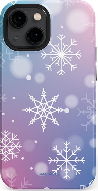 Casetastic hoesje geschikt voor Apple iPhone 13 mini - MagSafe - Dubbellaagse bescherming - Snowy Winter Gloed - Fashion Case - Lila Lichtgrijs Lichtblauw Lichtroze