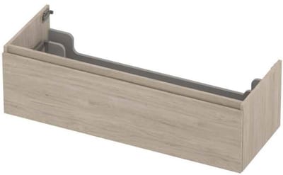 INK - Onderkast 1 Lade Greeploos met Houten Keerlijst - 1200x450x350 Mm - Ivoor Eiken