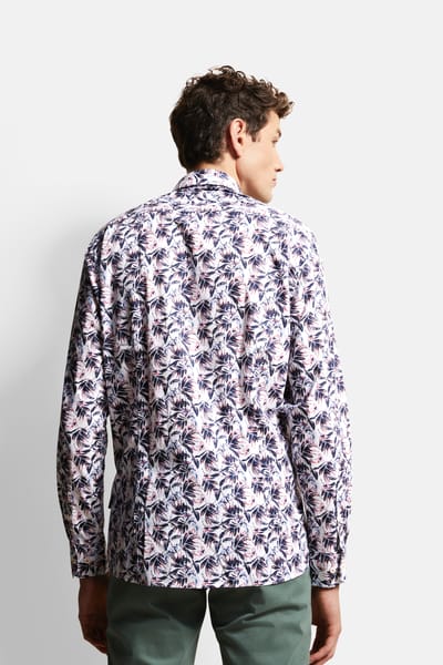Bugatti Herren Shirt met bladprint