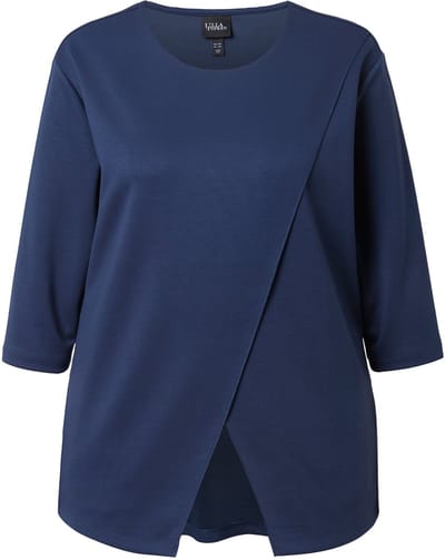 Ulla Popken - Dames - Sweatshirt asymmetrisch ronde hals 3/4-mouwen modalmix - Universum - Maat 42+