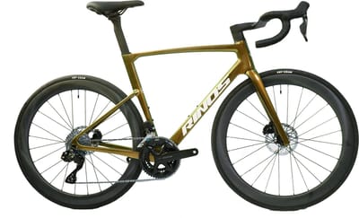 Rinos Odin6.1 Carbon Road - Racefiets - met UCI Frameset - met SHIMANO 105 Di2 - 24 versnellingen en schijfremmen - lichte fiets voor dames en heren - Wielen van koolstofvezel -700 x 40C - Kameleon Goud Groen XS