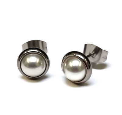 Aramat Jewels | Oorbellen | Oorstekers – Parel Wit Staal (8mm) | | | |8mm | Staal | Kinderen, Volwassenen | Verkleurd niet