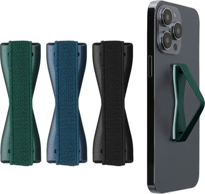 kwmobile vingerhouder voor smartphone - Vingergreep voor telefoon - Zelfklevende finger holder - Set van 3 - In Metallic carabisch blauw / metallic petrol / zwart