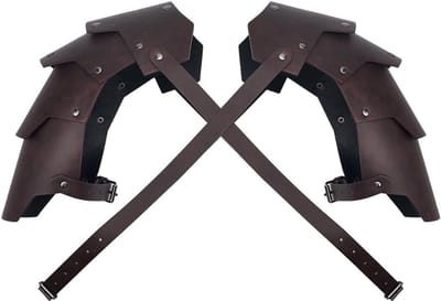 Dubbele Pauldron van PU Leer voor Middeleeuwse Ridders - Verstelbare Schouderpantser met Lijf- en Borstharnas voor LARP, Cosplay en Halloween Kostuums