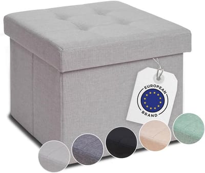 Opbergbank - Zitbank poef - Ruimte Organiseren - Robuust oppervlak - 41x31x31 cm - Lichtgrijs