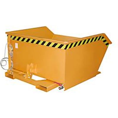 Bauer GU-E 750 kipcontainer, met zeefplaat & aftapkraan, olie-/waterdicht, geschikt voor vorkheftrucks, B 1280 x D 1440 x H 680 mm, geel-oranje RAL 2000