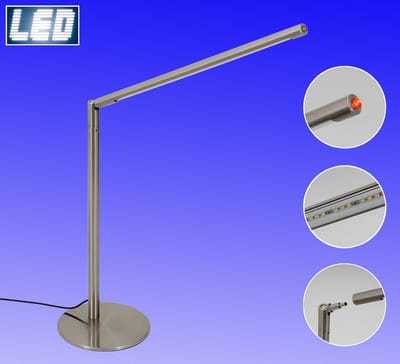 Trango 7489 LED Tafellamp *RECHT* RVS Optische Bureaulamp I Tafellamp I Leeslamp I Light Silence incl. 1x 6,5 Watt LED Module - 400 Lumen LED Lamp 3000K warm wit