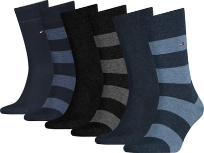 Tommy Hilfiger Sokken Heren Rugby Black/Dark Navy/Jeans - 6 Paar sokken - Maat 39/42
