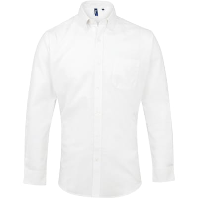 Premier Heren handtekening Oxford Lange Mouwen Werk Shirt (Wit)
