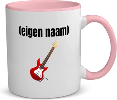 Akyol - rode elektrische gitaar met eigen naam koffiemok - theemok - roze - Gitaar - muziek liefhebbers - gitaristen - gitaarliefhebbers - verjaardag - cadeau - kado - 350 ML inhoud