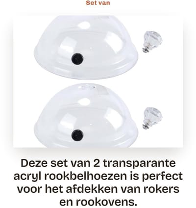 Dailygoods- Rookbelhoezen - 2 x Transparante Acryl Deksels - Accessoires voor Rookovens - Infusieplaten - Compacte Opberging - Handgreep voor Gemak - Voedseldeksel