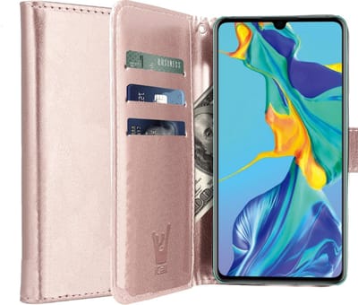 Hoesje geschikt voor Huawei P30 - Kunstlederen TPU Book Case Portemonnee Flip Wallet - Roségoud