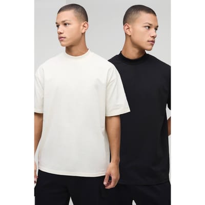 2-Pack Oversized Heavyweight Crew Neck T-Shirts | Size XS