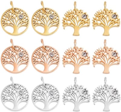 Allecto - Antieke Gouden Levensboom Charms - Sieraden Maken - 12Pcs